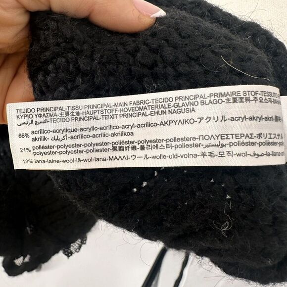 Zara Long Sleeve  Cropped Sweater Chunky Knit Black Size Medium Mesh‎ - Picture 16 of 16